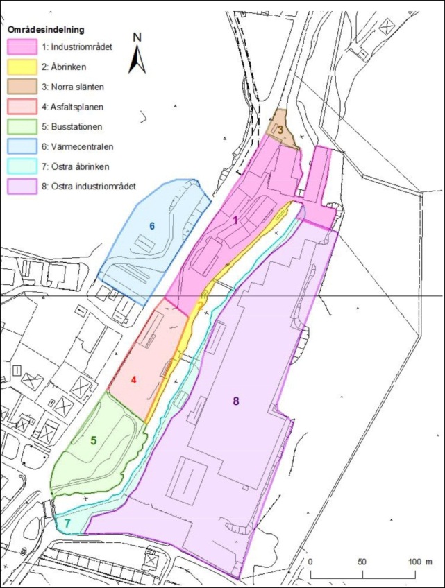 Figur 11 Områdesindelning. Naturmiljö Strax söder om planområdet sträcker sig vandringsleden Östgötaleden.