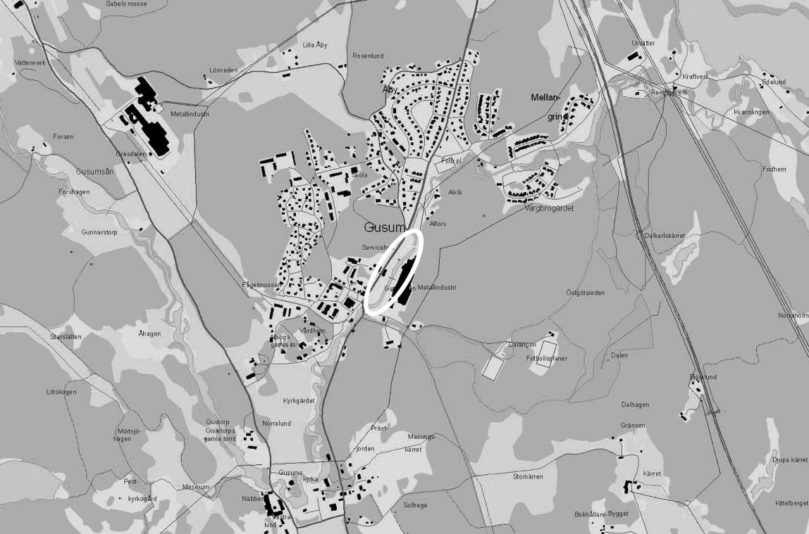 Utformning Figur 3 (ovan) visar området i nuläget med Gusums centrala