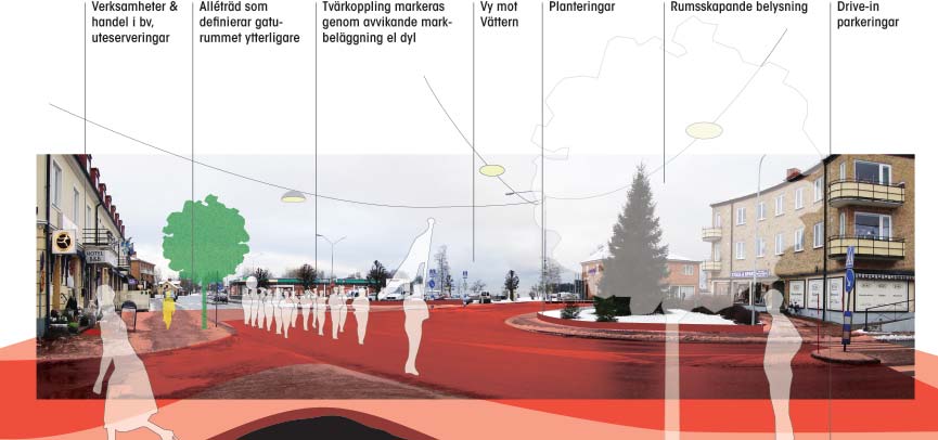 146 Delprojekt H: Storgatan Storgatan genom Karlsborgs tätort fungerar både som huvudgata för tätorten och som genomfart för väg 49.