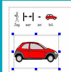 Klicka på bilden av den bil som du vill ha, den markeras med en röd bakgrund. Klicka i dokumentet.