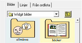 Istället för att leta efter en bild i mapparna i Bildarkivet kan du istället söka efter den. Läs mer på sid 30. Klicka på fliken Från ordlista överst i Bildarkivet.