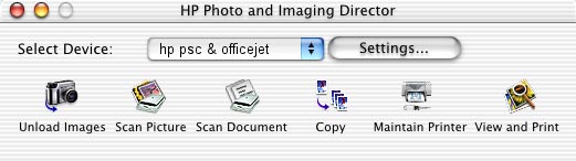 MacOS! Gör något av följande: MacOS 9: dubbelklicka på ikonen HP Director på skrivbordet. MacOS X: dubbelklicka på ikonen HP Director i dockan.