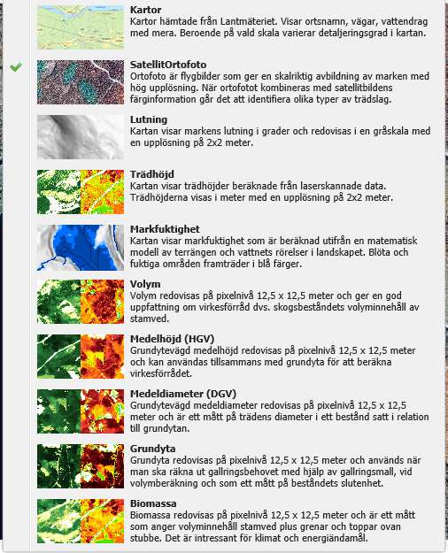 Valbara kartor under skogliga grunddata Kartor Satellitortofoto