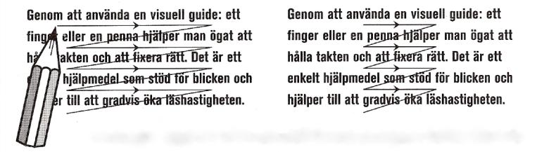 Håll boken så långt bort från ögonen som möjligt Texten blir inte lättare att läsa och förstå för att du nästan pressar in den i ögonen.