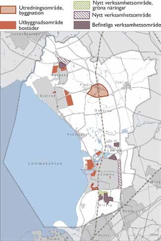 Konsekvenser Strukturella förändringar Bostäder och verksamhetsområden Föreslagen bebyggelseutveckling följer i stora drag den tidigare översiktsplanen. Ingen bebyggelse föreslås öster om E6.