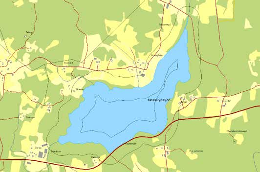 Mosserydssjön Mosserydssjön är en liten, kilformad sjö på knappt 50 hektar som ligger i kommunens nordvästra del. Området som är aktuellt för exploatering har cirka 3 km bilväg till Hullaryd.