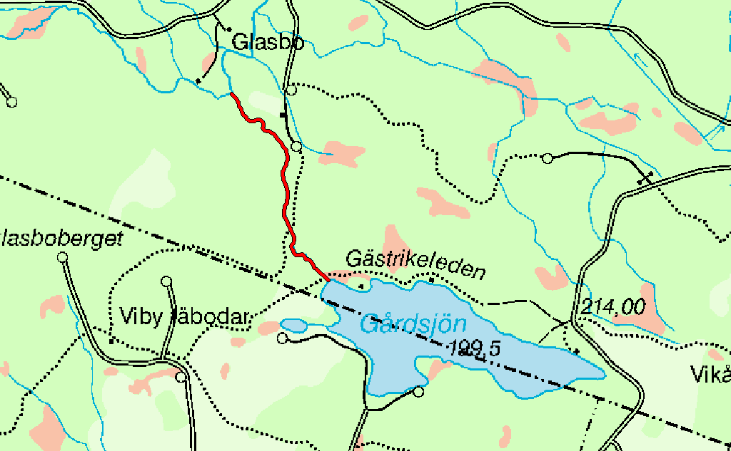 6.7 ARO: Gavleån Glasbobäcken 6.7 Glasbobäcken Koord: X: 673/ Y: 5955 Glasboån Kommungräns Sammanfattning Glasbobäcken rinner från Gårdsjön, belägen vid kommungränsen ca 6 km nordost om Hofors.