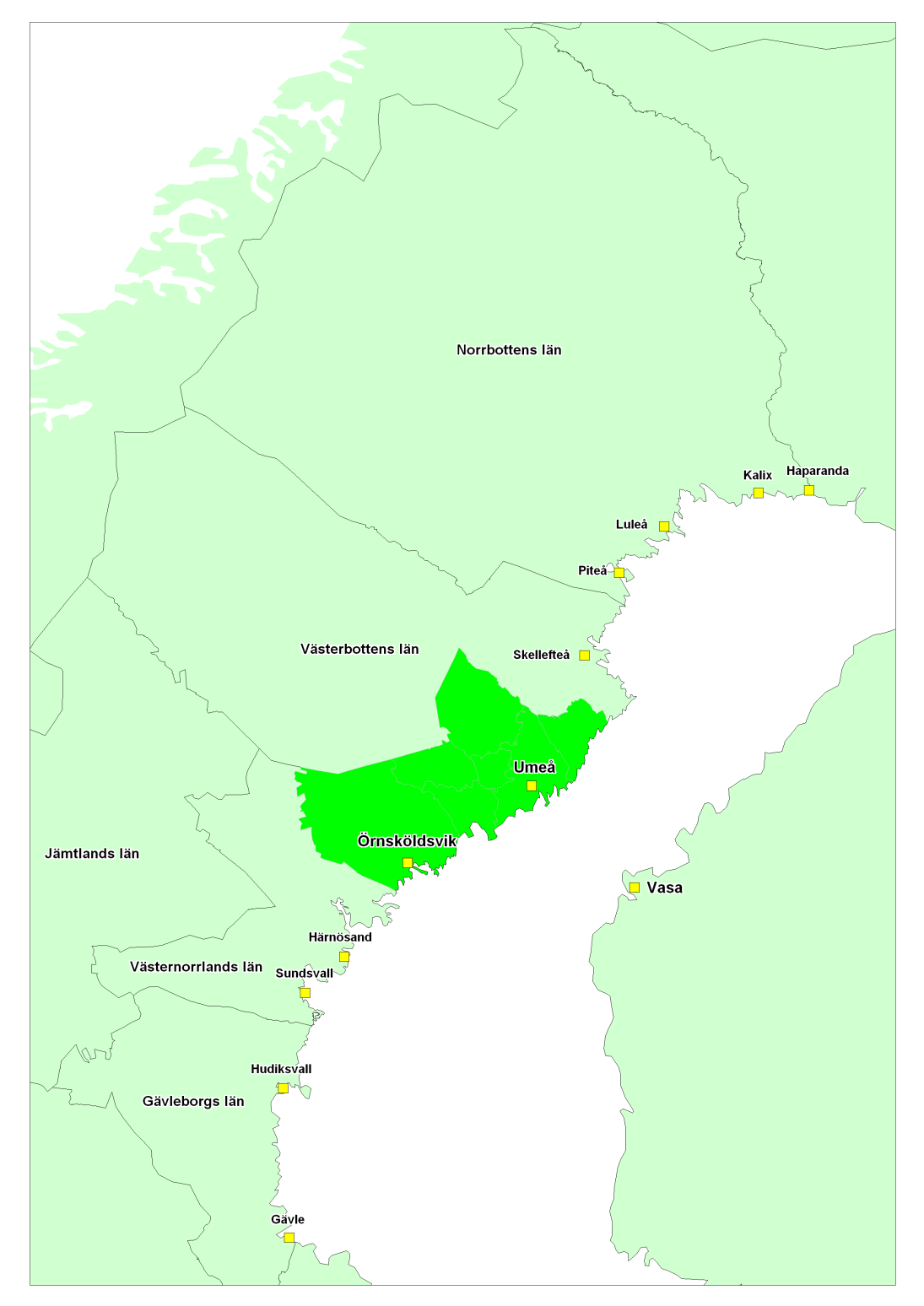 Inledning Den här rapporten handlar om vilka nya förutsättningar och möjligheter Umeåregionens arbetsmarknad har vid den regionförstoring som möjliggörs av byggandet av Botniabanan.