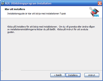 Nästa dialog visar att det är dags att påbörja