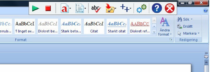 Fl ytt a o c h lå sa W ord Rea d Pl us v e rk tyg s r ad L å s ve r kt yg sr a d t il l a kt i vt f ö n st e r Som standard låser sig W ordread Plus verktygsrad till det fönster som för tillfället är
