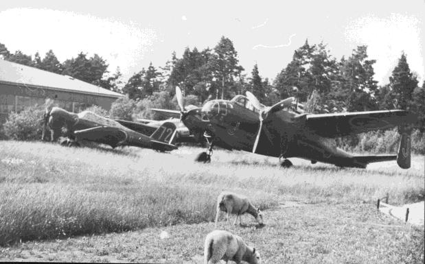 Gengasdriven väghyvel som användes vid utbyggnaden av fältområdet på F17 (Foto genom Karin Axelsson) Flygfältet Den 1 juli 1944 när flottiljen upprättades var det ett stort gräsfält utan permanentade