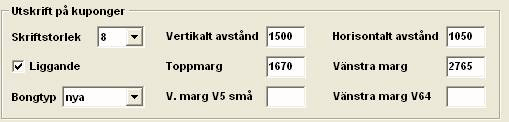 TIPS! Skriv ut en kupong där häst 1 är streckad i första loppet och börja med att få övre vänstra strecket på rätt ställe genom att ställa in Toppmarginal och Vänstermarginal.