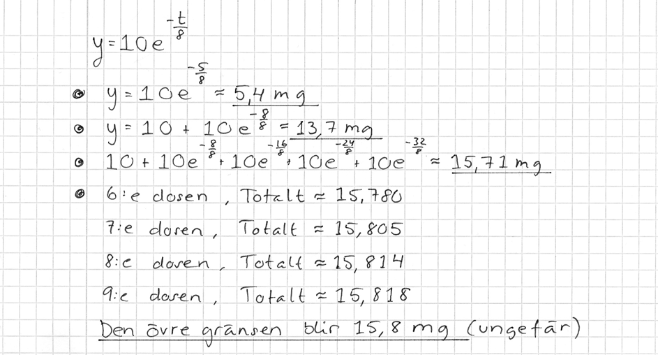 Elevlösning 2 (2 g och 3 vg) Bedömning Metodval och Genomförande Kvalitativa nivåer Poäng Motiveringar X 1/2 Matematiska resonemang Redovisning och matematiskt språk X 1/1 Summa 2/3 0/0 Kommentar: