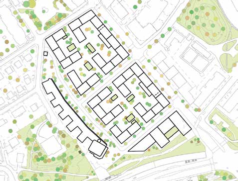 Tottvägen Råsundavägen Stråkvägen Stråket Råsunda Torg Nya bostadskvarter Bollgatan Carlottenburgsvägen Plan för Råsundas nya kvarter Gatustrukturen i Råsundas nya kvarter bygger vidare på den