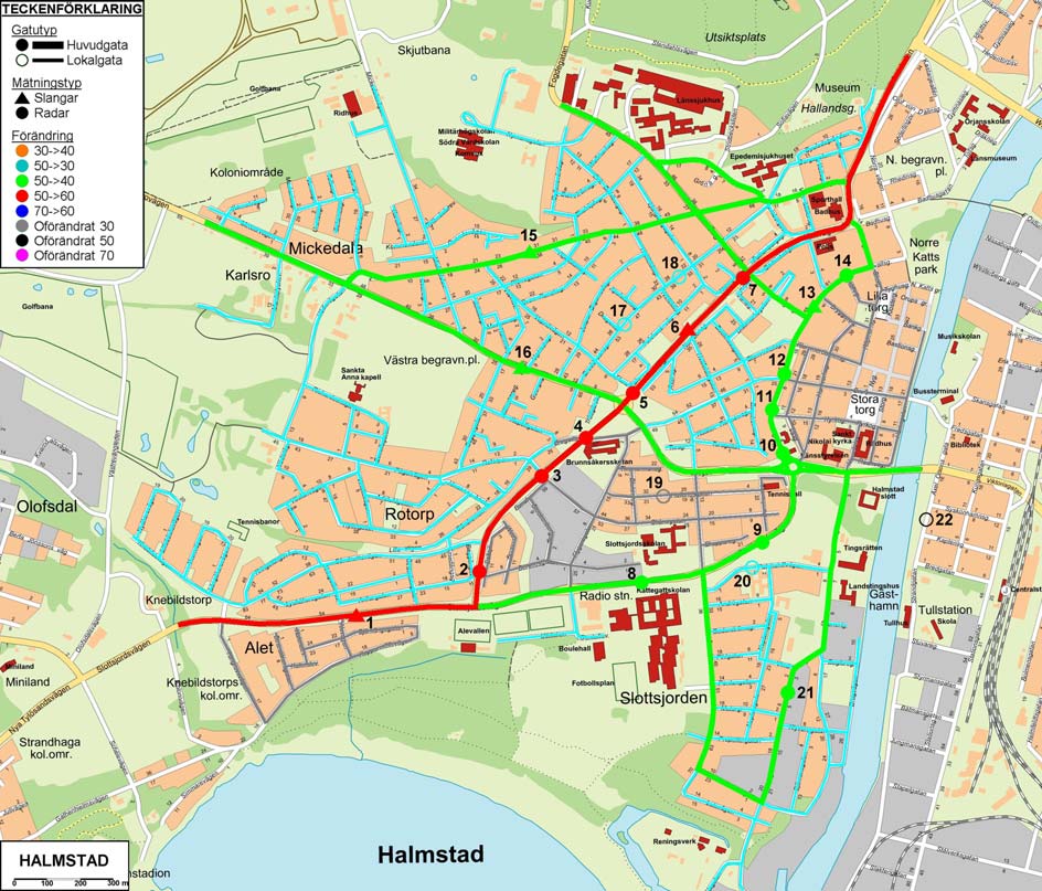 BILAGA 4 Försöksort Halmstad Området Försöket med nya hastighetsgränser genomfördes i stora delar av Halmstads tätort.