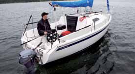 Yamaha segelbordare Testbåt: Sailart 20. Längd: 6,30 m. Bredd: 2,50 m.