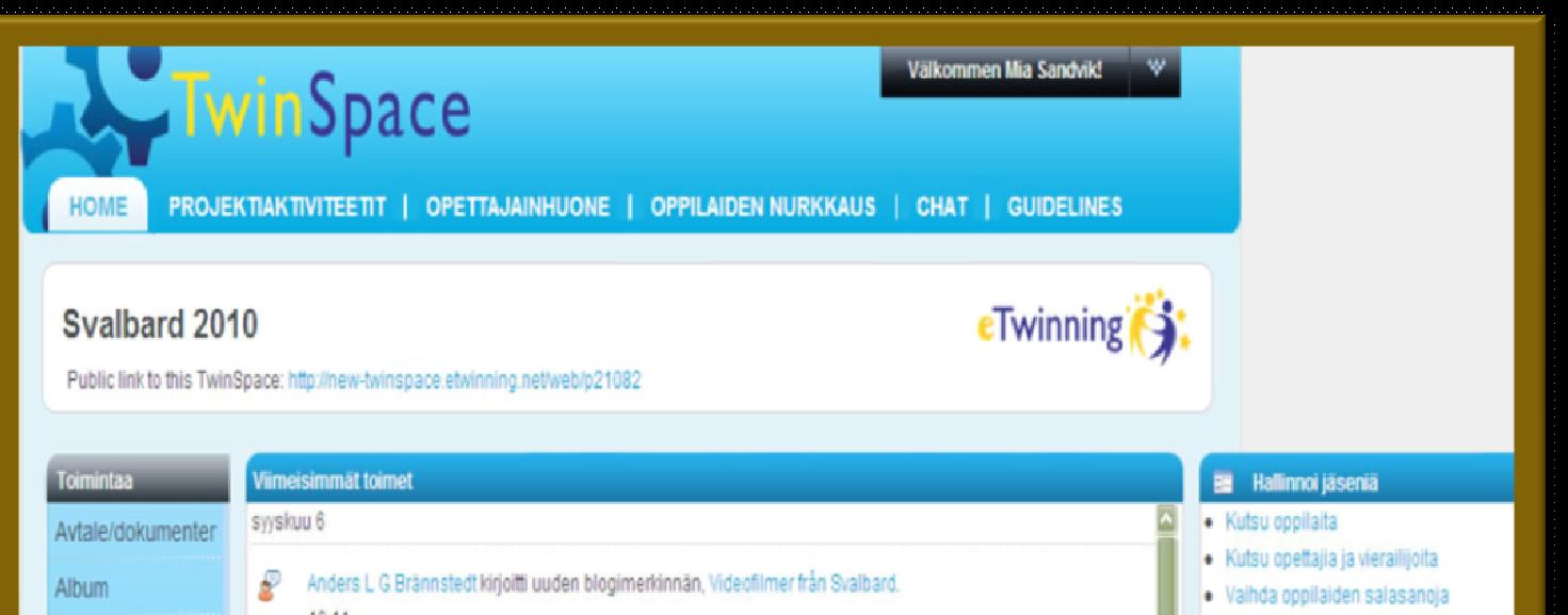 etwinningplatsen (Twinspace) ett etwinningprojekts egen