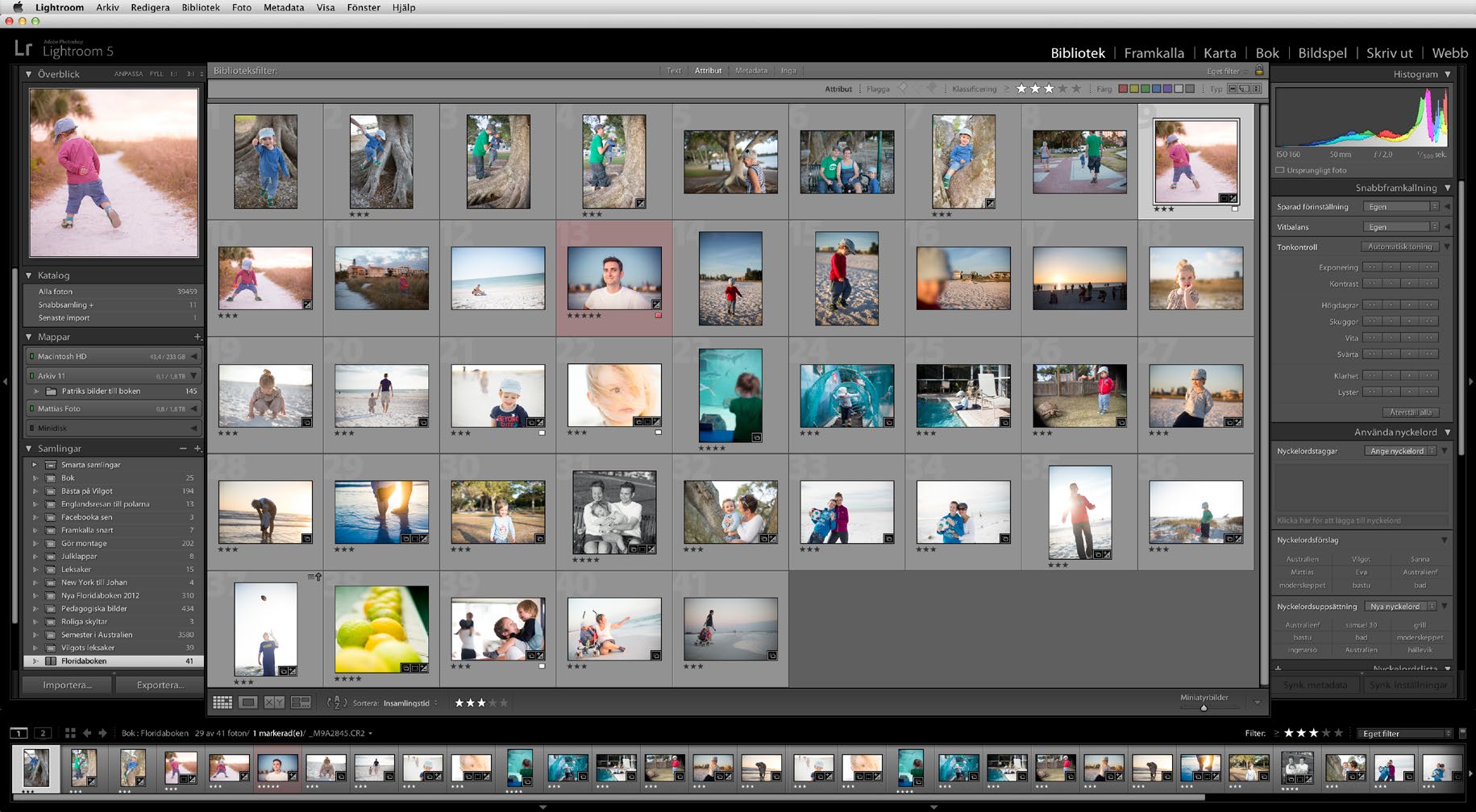 Menyn Du använder faktiskt menyn väldigt lite i Lightroom. Det mesta du behöver finns i paneler och verktygsfält. Bildvisningsområdet/Arbetsytan Här ser du bilderna du arbetar med.