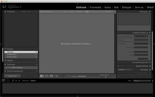 När du importerar flyttar sig inte bilderna utan de ligger kvar på hårddisken. Lightroom skapar i stället små egna kopior som det kan använda sig av i sitt arbete.