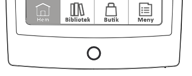 3.3 Hemknappen Med hemknappen är Lettos huvudmeny alltid ett tryck bort. Från huvudmenyn når du hemskärmen, biblioteket, e-boksbutiken samt menyn för den avdelning du just befinner dig i. 3.