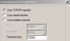 Elementär datakommunikation, E-Designer och Ethernet Inställningar i E-Designer Klicka på Transfer/Project/Settings Kontrollera