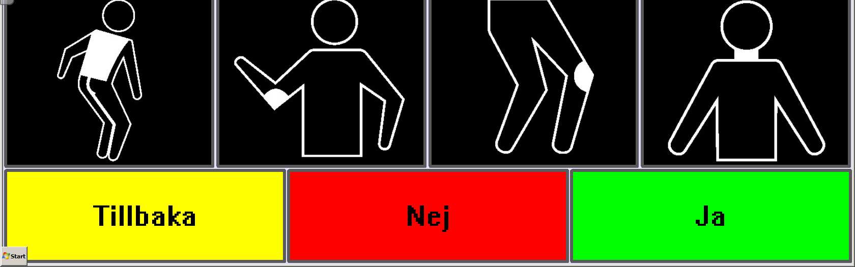 NEJ och JA är enbart knappar för att kommunicera att personen (om den inte har något tal) ska kunna svara på frågor Mappen Arkiv är