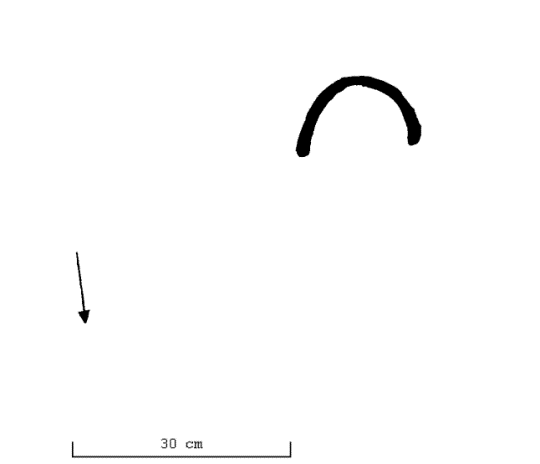 2 meter OSO om 120:1 och på övre kanten av NO-sluttande häll ligger: C/ = Raä 120:3 Hällristning bestående av 1 skålgrop 4 cm i diameter och 1 cm dj.