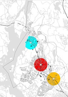 del 3 FRAMTIDSBILDER SAMRÅDSHANDLING I den täta stadskärnan föreslås kapacitetsstark kollektivtrafik. Urbana parker, trädplanterade torg och gator föreslås i den täta stadskärnan.