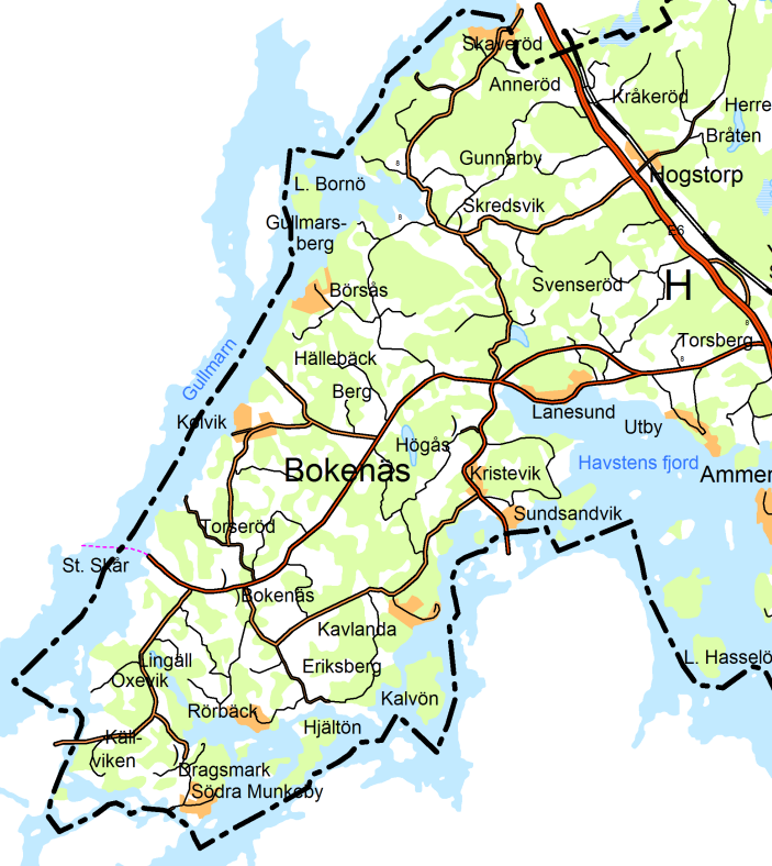 4 Fallstudier Fallstudierna i detta projekt har gjorts på Bokenäset i Uddevalla kommun, se karta nedan.