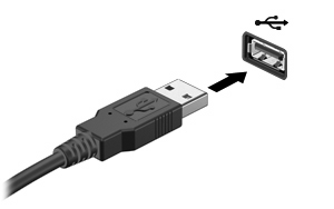 Externa enheter Använda en USB-enhet Via en USB-port ansluts en extra, extern USB-enhet, t.ex. tangentbord, mus, diskenhet, skrivare, skanner eller hubb, till datorn.