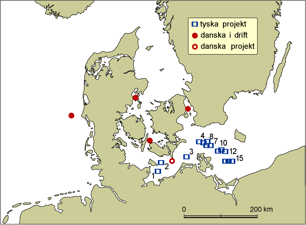 FISKERIVERKET INFORMERAR 2003:2(1 23) Figur 1. Danska och tyska havsbaserade vindkraftverk år 2002.