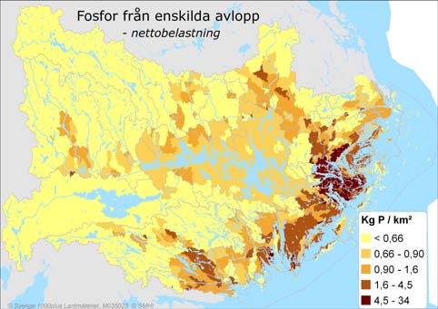 REDOVISNING 14 för Fyrisån och Eskilstunaån finns med bland de 20- och 40 % högst belastande, liksom ett antal spridda områden i delar av Norrströms huvudavrinningsområde. a. b. Figur 8. Brutto- a.