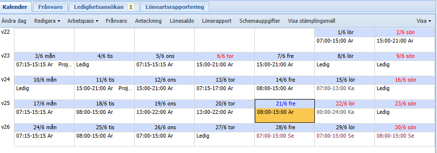 1. Välj frånvaroorsak från listan. 2. Ange datum som du önskar ledighet, om frånvaron endast är del av en dag kan du även ange klockslag.