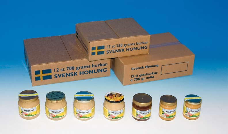 . 104: 153AM Honungsburkar, av glas i plastpaket med 24 st 700 gr. burkar med plåtlock... 104: 153B Lös kartong, till 700 gr. burkar, rymmer 12 burkar, med fack... 15: 153B-1 Lös kartong, till 700 gr.
