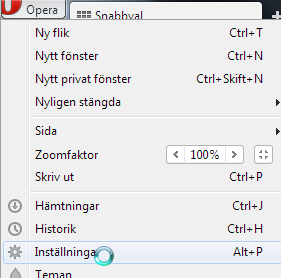 Opera Tillåta popup Välj