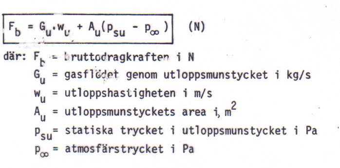 Sidan: 37 Bruttodragkraft Bruttodragkraften är inte beroende av flyghastigheten men däremot av tillståndet i