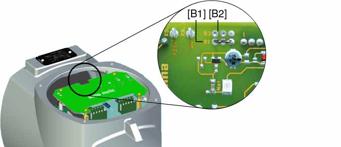 Idrifttagning inställningar i manövermodulen AM 01.1/AM 02.1 Bortkoppling av NÖDkommando Bild 55: Interfacekort med tillvalet NÖD - ÖPPNA resp.