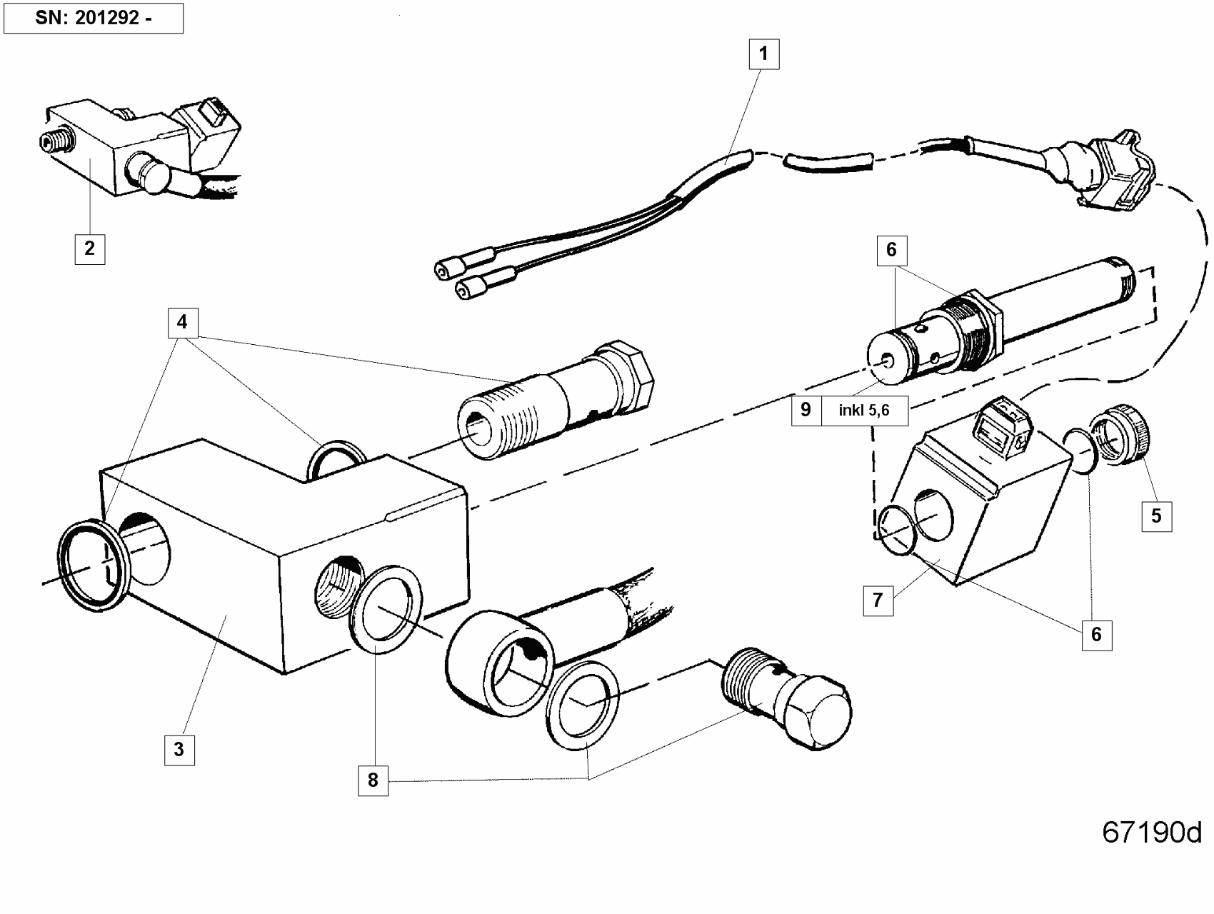 Modell:RZU 00-0 (S, SA) Kapitel 6.. 6790d 6790d - 6665 Kabel elslangbr.ventil L=,5 m 6790 El. slangbrottsventil 4V 6675 Ventilhus el.