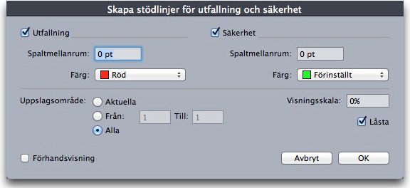 XTENSIONS-PROGRAM Du kan lägga till utfallnings- och säkerhetslinjer på mallsidor och layoutsidor.