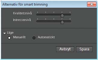 Redigera klipp 112 Intressenivå Du kan ange intressenivåer som Adobe Premiere Elements använder för att urskilja de trimningsbara avsnitten i ett klipp.