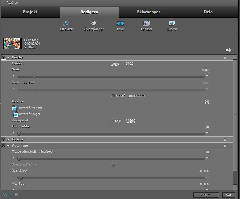 Arbetsytan i Adobe Premiere Elements 14 Arbetsytan Redigera med vyn över effektegenskaper Fler hjälpavsnitt Översikt över medievyn på sidan 25 Lägga till filer i ett projekt på sidan 53