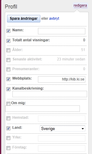 Klicka på Redigera: I nästa fönster ser du profilinformationen.