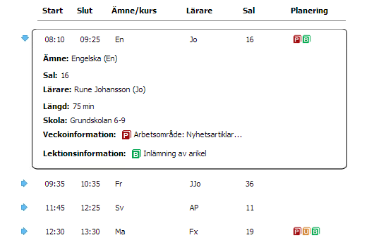 Introduktion till Planering Planering är ett verktyg för lärare att skapa planeringar. Läraren skapar planeringen och kopplar den till en undervisningsgrupp som finns i schemat.