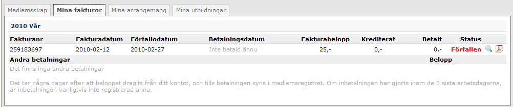 Redigera avdelning för den valda medlemmen Här kan du lägga till och ta bort avdelningar för aktuell medlem.