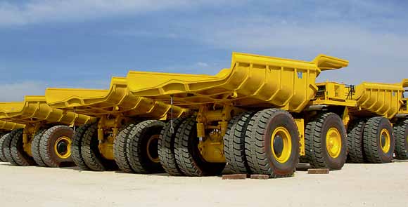 Dumpertruckar i gruvor Dumpertruckar för gruvdrift utsätts för ett mycket stort slitage.