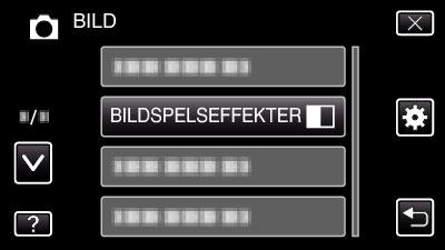 Menyinställningar BILDSPELSEFFEKTER Ställer in övergångseffekt för uppspelning i form av bildspel Inställning FLYTTA Växlar skärm genom att dra från höger till vänster SKYDDA/AVBRYT Skyddar filer mot