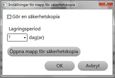 Följande åtgärder kan utföras i fönstret Administratörsinställningar Gör en säkerhetskopia Markera den här kryssrutan för att säkerhetskopiera de hämtade sidorna.