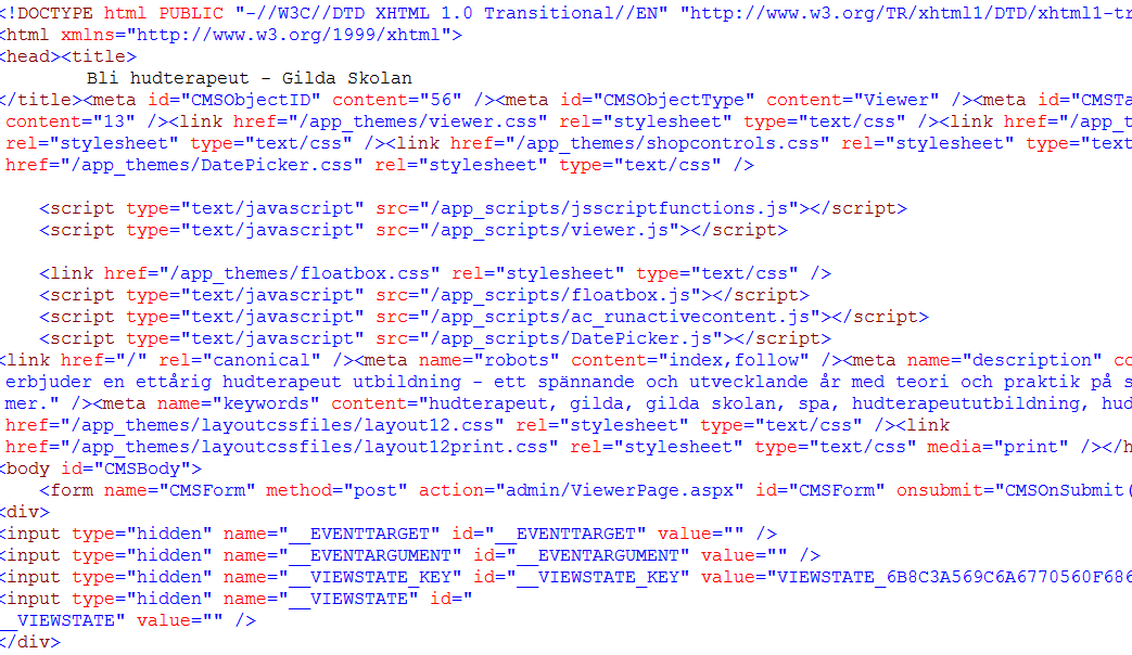 HTML kod,