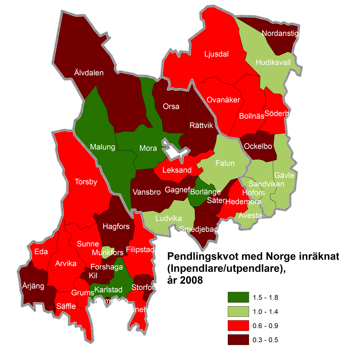 I norra delen av länet är Hudiksvall den enda kommunen som har ett positivt netto (1,08).
