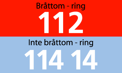 Om du bedömer att det inte är akut men behöver rådfråga någon, ring Östhammars sjukhus. Växel: 0173-880 00 Akutmottagningen kl.